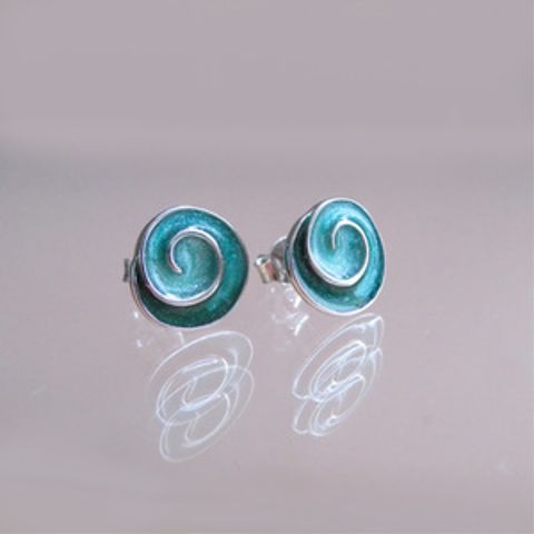 Earrings SS/Enamel Koru Studs