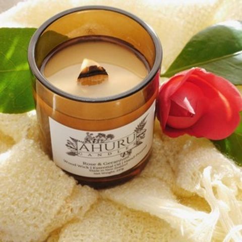 AHURU ROSE & GERANIUM CANDLE LGE