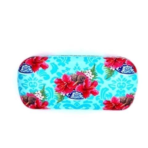 SUNGLASSES CASE KIWI WITH HIBISCUS BOWL
