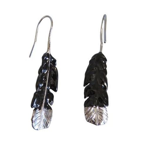 DROP EARRINGS HUIA FEATHER